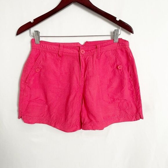 Calvin Klein Red Linen Blend Shorts Size 2 - Picture 1 of 5